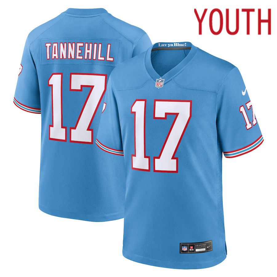Youth Tennessee Titans 17 Ryan Tannehill Nike Light Blue Oilers Throwback Player Game NFL Jersey